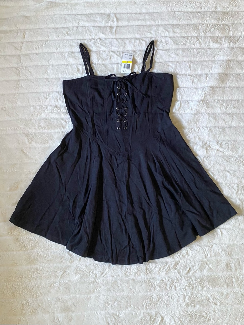 Junior’s Black Lace-Up Corset Mini Dress